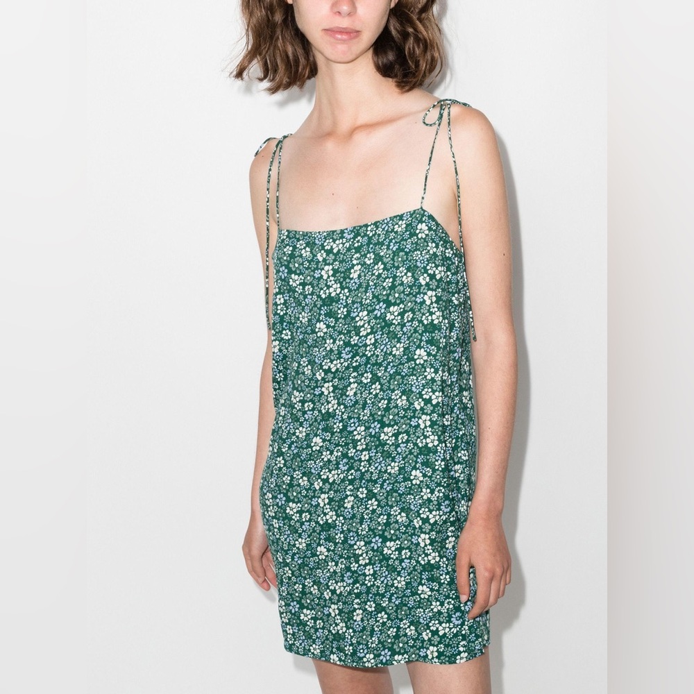 REFORMATION Green Agean Floral Print Mini Dress | Size 0